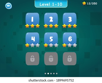 Colorful level selection screen for user interface game design
