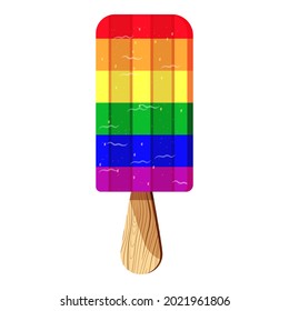 Colorful LGBT rainbow symbol ice cream popsicle. Gay pride celebration. Lesbian, gay, bisexual, transgender community.