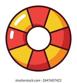 Colorful lifebuoy or swim ring cartoon style isolated on white background
