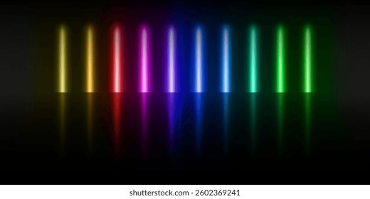 colorful light bar shines on the dark background.