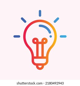 Ilustración de iconos planos de la bombilla de luz colorida 