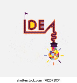 Colorful light bulb icon &Creativity idea sign.Modern typography design.Creative design for wall graphics, typographic poster, advertisement, web design and office space graphics.Vector illustration