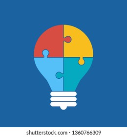Colorful light bulb icon with puzzle concept,EPS10.