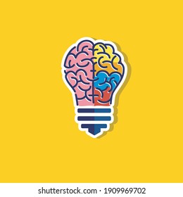 colorful Light bulb idea with brain vector logo template