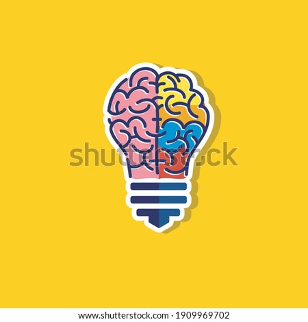 colorful Light bulb idea with brain vector logo template
