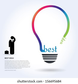 Colorful light bulb idea concept template. Vector illustration.
