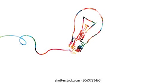 Colorful light bulb isolated for brainstorming, idea and inspiration, education and learning concept. Creative solution and innovative concept vector illustration