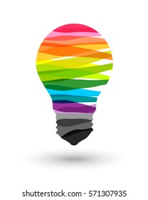 Colorful light bulb made of paint strokes as creativity concept