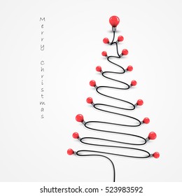 Colorful light bulbs and Christmas tree symbol .Merry christmas abstract background.Design for Christmas postcard, Merry Christmas icon,logo or Merry Christmas background.Vector illustration