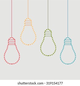 Colorful Light Bulbs, Made Of Flowers. Think Green Concept.