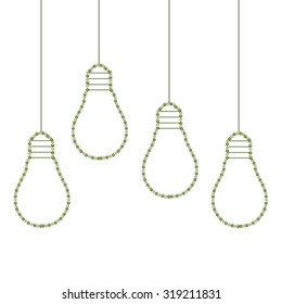 Colorful Light Bulbs Made Of Flowers, Think Green Concept