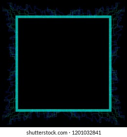 Colorful light curly and messy frame line with empty space. Abstract tech background vector.