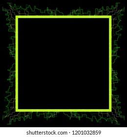 Colorful light curly and messy frame line with empty space. Abstract tech background vector.