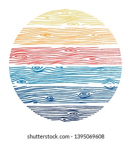 Colorful light design for T-shirts with wood texture 