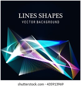 Colorful light Lines horizontal isolated on black modern background. Polygons Geometry Background vector