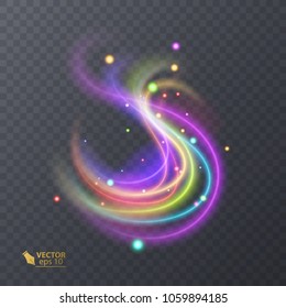 Colorful Light, neon effect. abstract particles. Vector Magic sparkle transparent neon effect on dark background