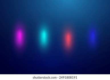 Colorful light orbs on a blue background