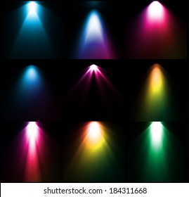 Colorful light sources. Vector set