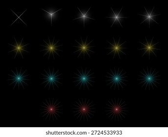 Farbige Licht-Starburst-Effekte auf schwarzem Hintergrund