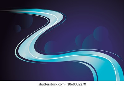 bunter heller Pfad auf blauem Hintergrund, Vektorgrafik-Design