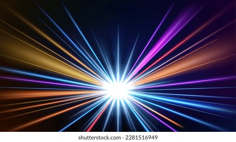 Colorful Light Trails, Going at The Speed of Light. Vector Illustration