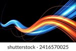 Colorful Light Trails, Long Time Exposure Motion Blur Effect, Vector Illustration