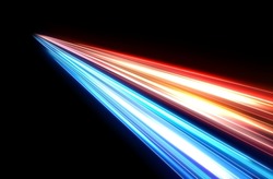 Colorful Light Trails, Long Time Exposure Motion Blur Effect. Vector Illustration