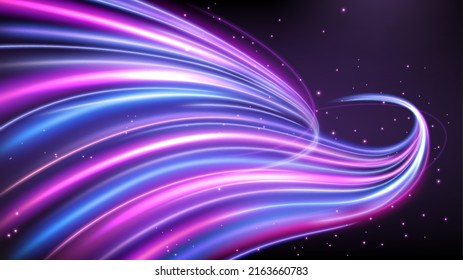Colorful Light Trails, Long Time Exposure Motion Blur Effect. Vector Illustration