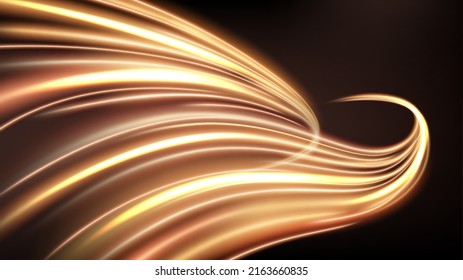 Trayectorias de luz coloridas, Efecto de desenfoque del movimiento de exposición a largo plazo. Ilustración vectorial