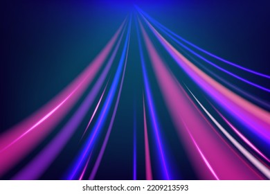 Colorful Light Trails, Long Time Exposure Motion Blur Effect. Vector Illustration