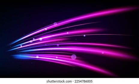 Farbige Lichtwege, unscharfer Effekt der langen Belichtung. Vektorgrafik