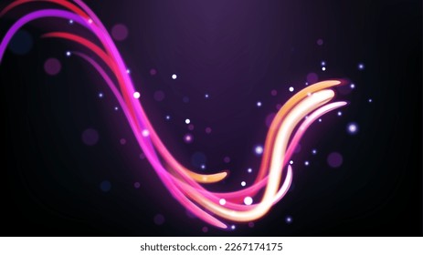 Colorful Light Trails, Long Time Exposure Motion Blur Effect. Vector Illustration