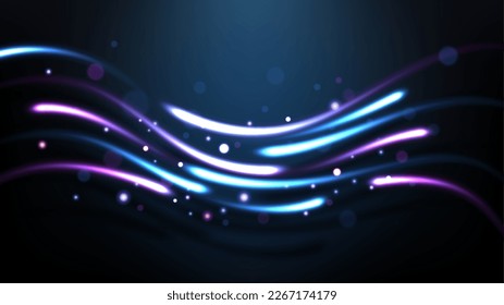 Colorful Light Trails, Long Time Exposure Motion Blur Effect. Vector Illustration