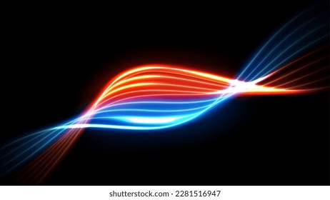 Viajes de luz coloridos, efecto de difuminación del movimiento de exposición prolongada. Ilustración vectorial