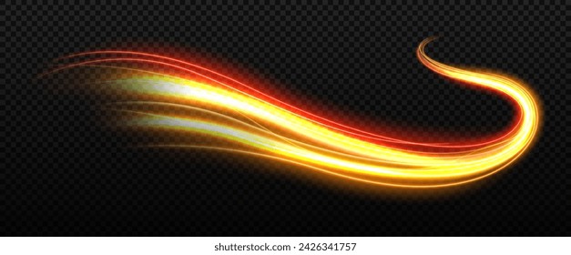 Colorful Light Trails, Long Time Exposure Motion Blur Effect, Vector Illustration