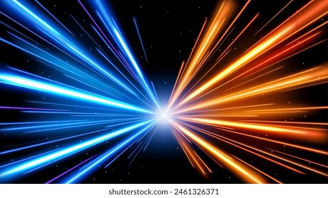 Colorful Light Trails, Long Time Exposure Motion Blur Effect, Vector Illustration