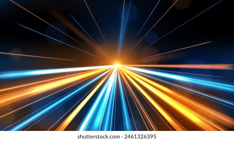 Colorful Light Trails, Long Time Exposure Motion Blur Effect, Vector Illustration