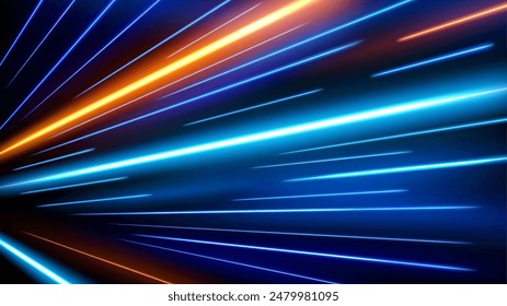 Colorful Light Trails, Long Time Exposure Motion Blur Effect, Vector Illustration