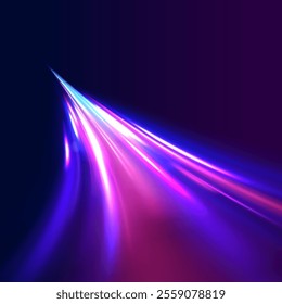 Colorful Light Trails, Long Time Exposure Motion Blur Effect. Abstract fire flare trace lens flares acceleration speed motion on night road. Acceleration speed motion on night road. 