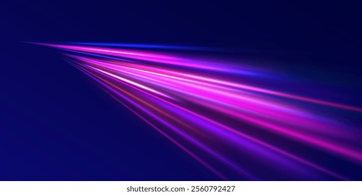 Colorful Light Trails, Long Time Exposure Motion Blur Effect. Abstract fire flare trace lens flares acceleration speed motion on night road. Acceleration speed motion on night road. 