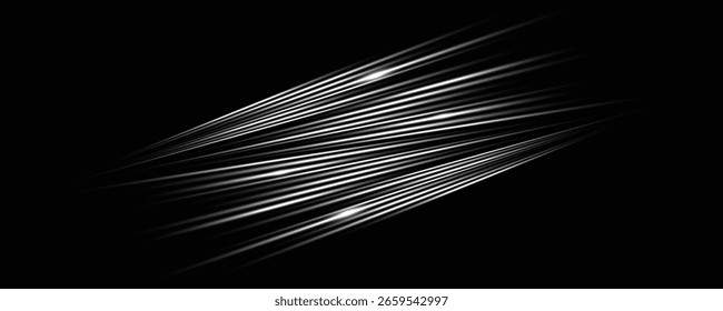 Trilhas de luz coloridas, exposição prolongada efeito de desfoque de movimento. Linhas de luzes de néon vermelhas e azuis brilhantes. Efeito especial azul vermelho, linha de polícia de velocidade. Magia de mover linhas rápidas. Ilustração de vetor