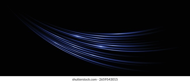 Trilhas de luz coloridas, exposição prolongada efeito de desfoque de movimento. Linhas de luzes de néon vermelhas e azuis brilhantes. Efeito especial azul vermelho, linha de polícia de velocidade. Magia de mover linhas rápidas. Ilustração de vetor