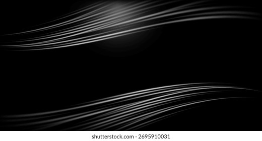 Trilhas de luz coloridas, exposição prolongada efeito de desfoque de movimento. Linhas de luzes de néon vermelhas e azuis brilhantes. Efeito especial azul vermelho, linha de polícia de velocidade.