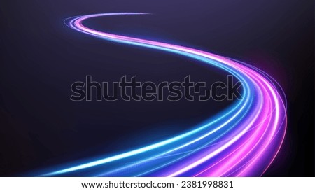 Colorful Light Trails, Long Time Exposure Motion Blur Effect, Vector Illustration