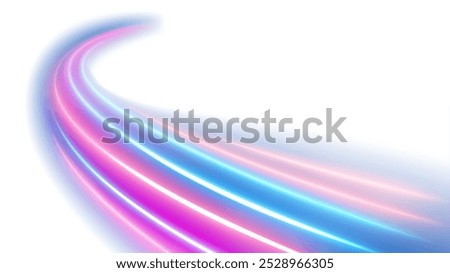 Colorful Light Trails, Long Time Exposure Isolated on White Background, Vector Illustration