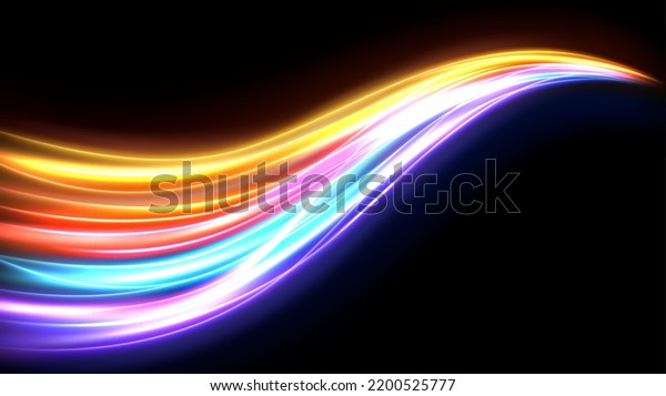 Colorful Light Trails, Long Time Exposure\
Motion Blur Effect. Vector\
Illustration