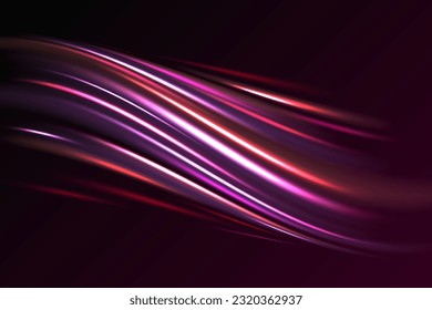 Colorful light trails with motion effect. Neon color glowing lines background, high-speed light trails effect.