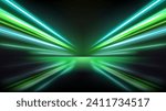 Colorful Light Trails, Perspective Long Time Exposure Motion Blur Effect, Vector Illustration