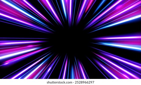 Senderos de luz colorida, Perspectiva de largo tiempo de exposición, efecto de desenfoque de movimiento, Ilustración vectorial