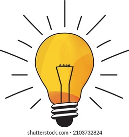 Colorful lightbulb sketch. Vector icon. Creative idea concept illustration.